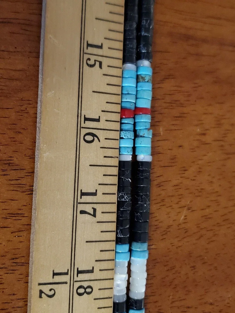 Native American Turquoise Heishi Bead Necklace Sterling Silver Pendant Signed FP